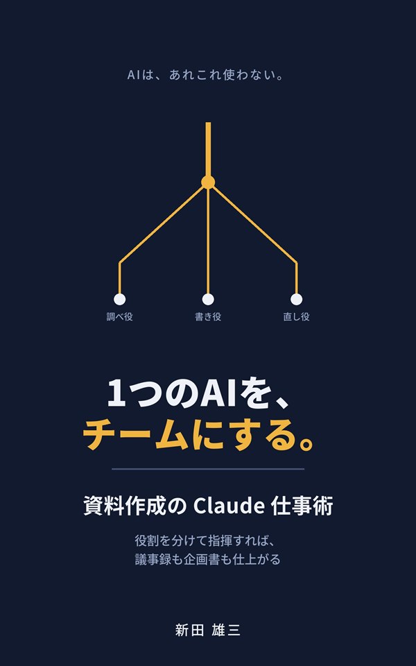 書籍『1つのAIを、チームにする。資料作成のClaude仕事術』表紙